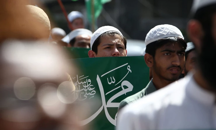 Pakistan people in a street meeting or demonstration - FoRB